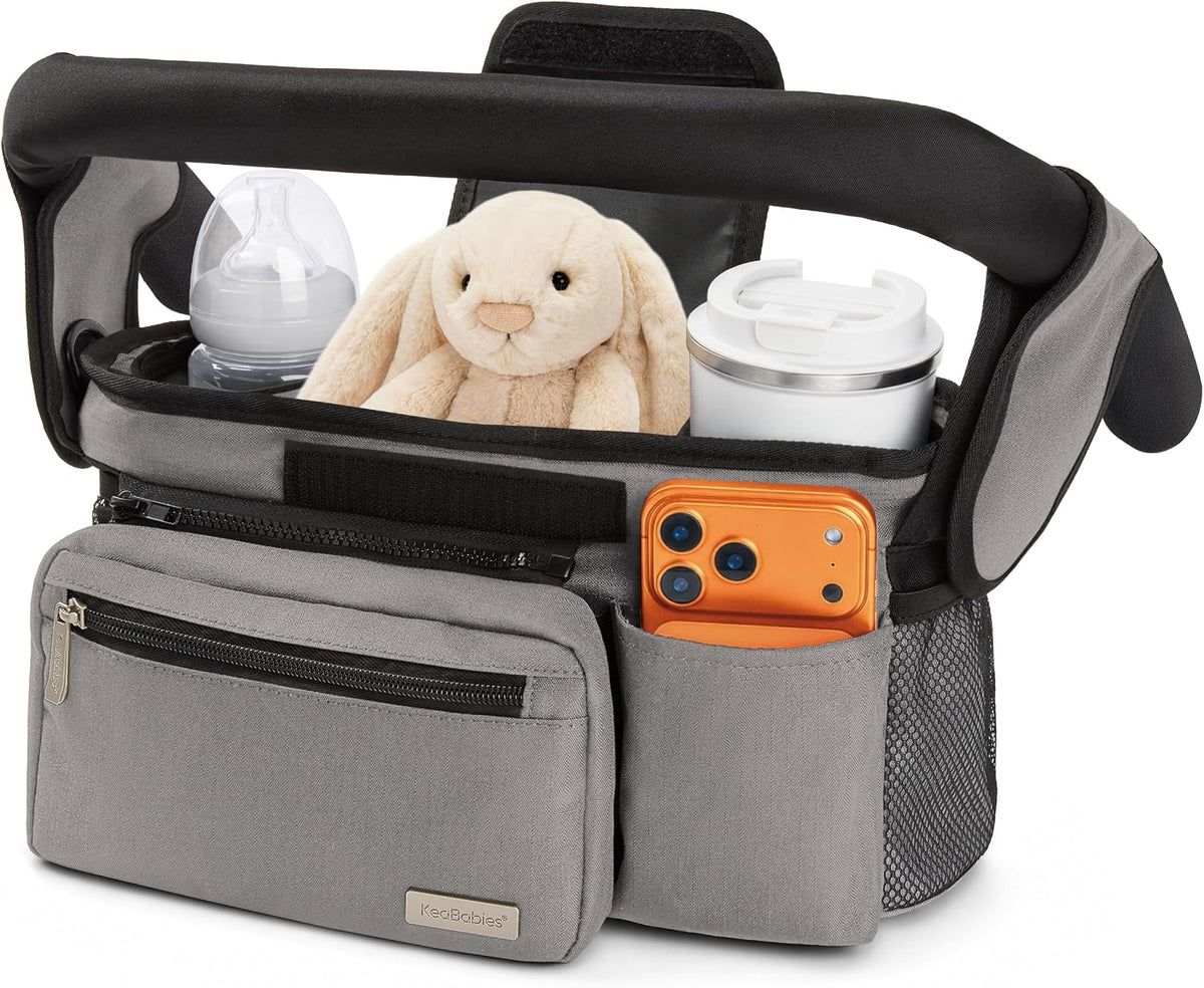 Stroller Organizer Bag, Stroller Caddy, Cup Holder (Matte Black)