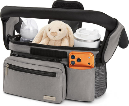 Stroller Organizer Bag, Stroller Caddy, Cup Holder (Matte Black)