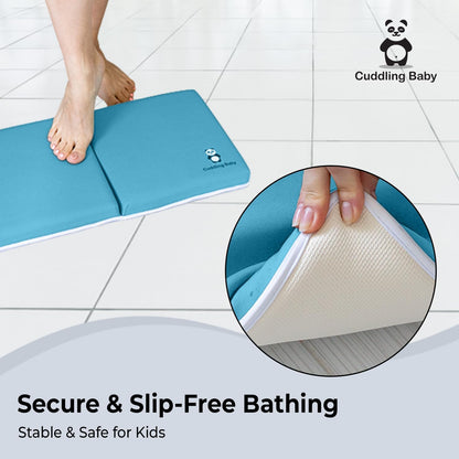 Gray Bath Kneeler & Elbow Rest Pad Set with Baby Bath Towel, Hooded, Panda