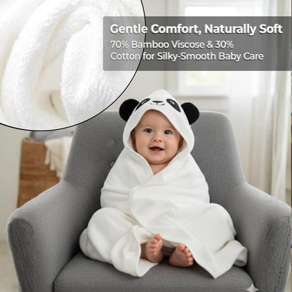 Gray Bath Kneeler & Elbow Rest Pad Set with Baby Bath Towel, Hooded, Panda