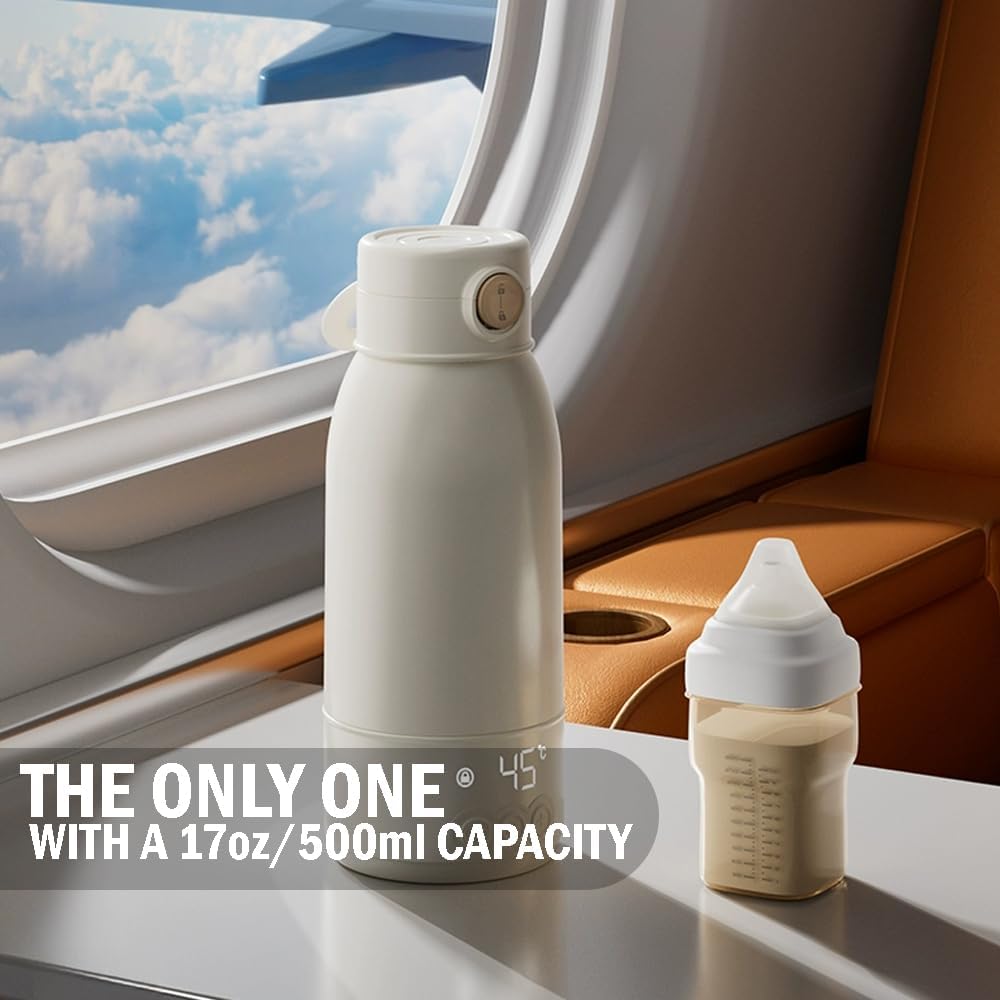 Portable Baby Bottle Warmer for Travel – Fast & Safe Milk Heating On The Go – USB Rechargeable – Perfect for Car, Airplane & Night Feeding – Fits Most Baby Bottles