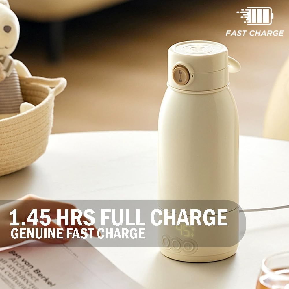 Portable Baby Bottle Warmer for Travel – Fast & Safe Milk Heating On The Go – USB Rechargeable – Perfect for Car, Airplane & Night Feeding – Fits Most Baby Bottles