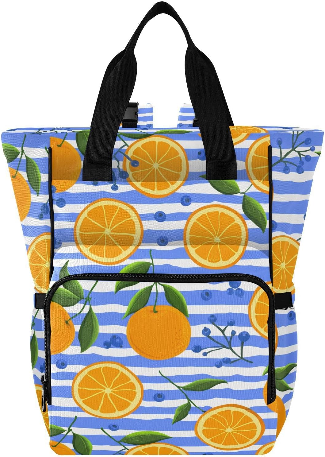 Diaper Bag Backpack, Multifunction Travel Bag for Moms Dads, Baby Changing Bag with Insulted Pockets, Stroller Straps and Side Bottle Pockets Sunburst Citrus Pattern
