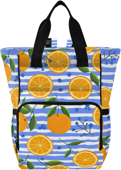 Diaper Bag Backpack, Multifunction Travel Bag for Moms Dads, Baby Changing Bag with Insulted Pockets, Stroller Straps and Side Bottle Pockets Sunburst Citrus Pattern