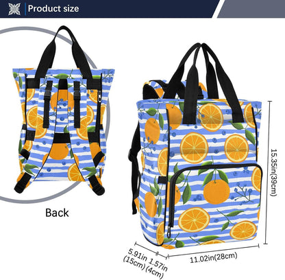 Diaper Bag Backpack, Multifunction Travel Bag for Moms Dads, Baby Changing Bag with Insulted Pockets, Stroller Straps and Side Bottle Pockets Sunburst Citrus Pattern