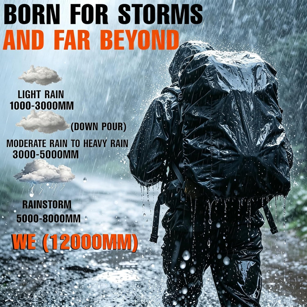 12000mm Waterproof Backpack Rain Cover for Hiking Camping Travel