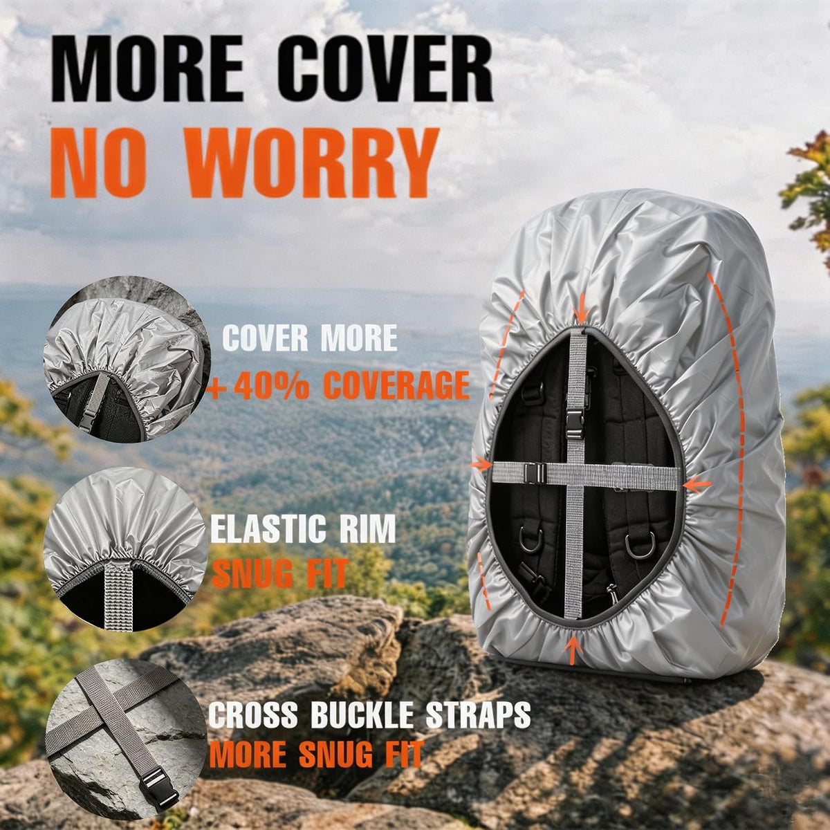 12000mm Waterproof Backpack Rain Cover for Hiking Camping Travel
