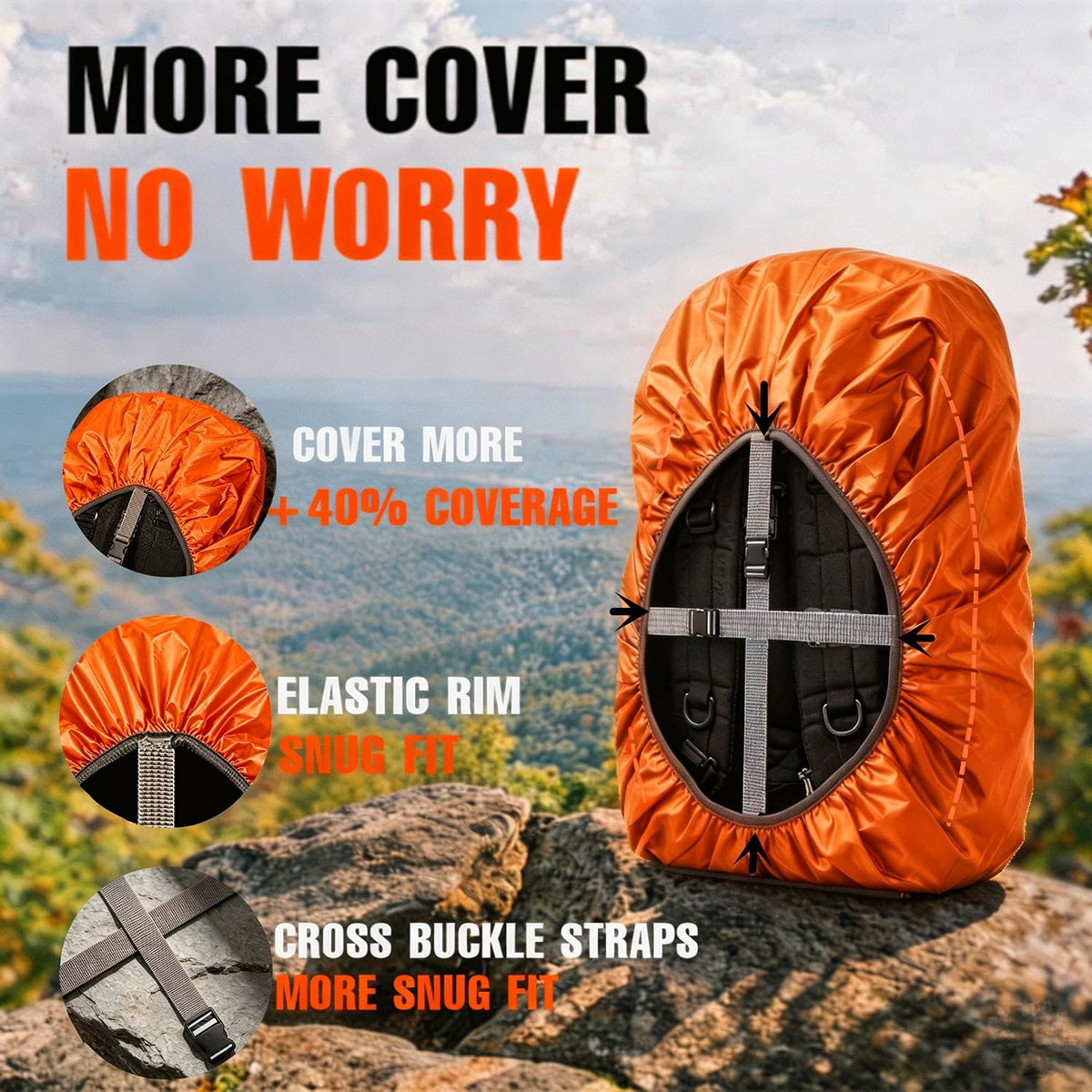 12000mm Waterproof Backpack Rain Cover for Hiking Camping Travel