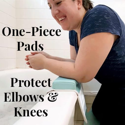 Bath Kneeler & Elbow Rest–Thick, Non-Slip 1-Piece Pads Protect Elbows and Knees, Mesh Pockets. Quick-Dry, Easy to Clean. Perfect for Bathing Babies and Pets (Cool Mint)