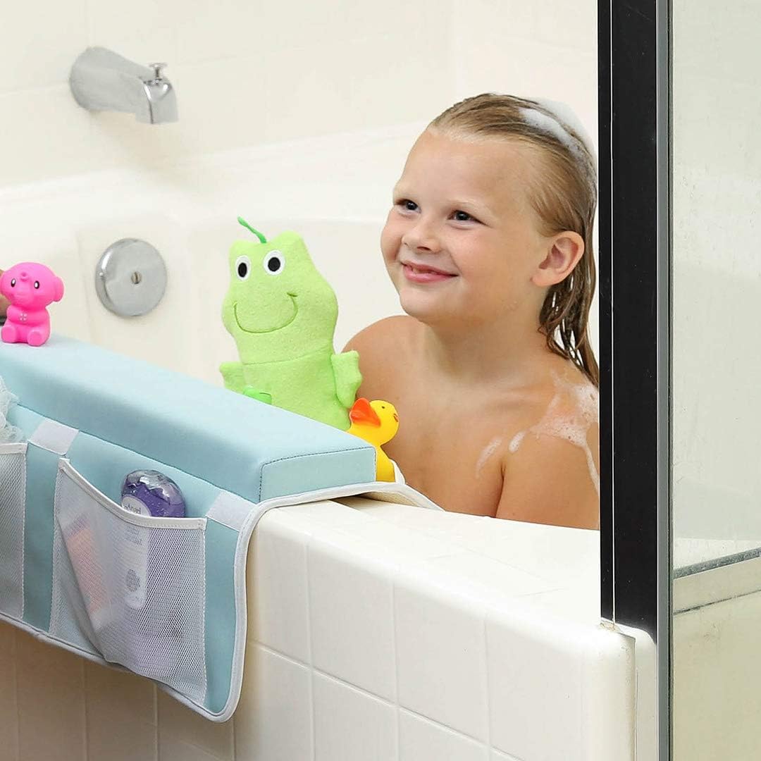 Bath Kneeler & Elbow Rest–Thick, Non-Slip 1-Piece Pads Protect Elbows and Knees, Mesh Pockets. Quick-Dry, Easy to Clean. Perfect for Bathing Babies and Pets (Cool Mint)