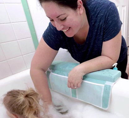 Bath Kneeler & Elbow Rest–Thick, Non-Slip 1-Piece Pads Protect Elbows and Knees, Mesh Pockets. Quick-Dry, Easy to Clean. Perfect for Bathing Babies and Pets (Cool Mint)