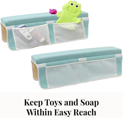 Bath Kneeler & Elbow Rest–Thick, Non-Slip 1-Piece Pads Protect Elbows and Knees, Mesh Pockets. Quick-Dry, Easy to Clean. Perfect for Bathing Babies and Pets (Cool Mint)