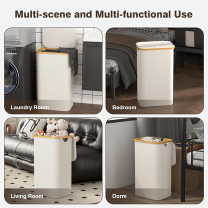 160L Laundry Hamper with Lid, 3 Section Laundry Basket with 3 Removable Bag