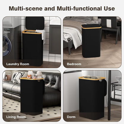 160L Laundry Hamper with Lid, 3 Section Laundry Basket with 3 Removable Bag