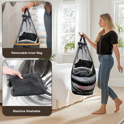160L Laundry Hamper with Lid, 3 Section Laundry Basket with 3 Removable Bag