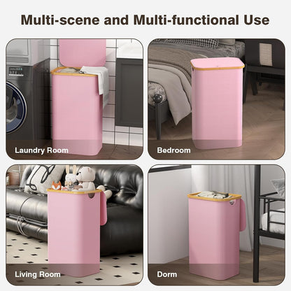 160L Laundry Hamper with Lid, 3 Section Laundry Basket with 3 Removable Bag