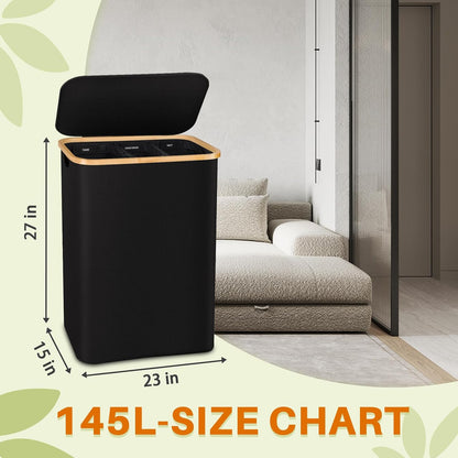 160L Laundry Hamper with Lid, 3 Section Laundry Basket with 3 Removable Bag