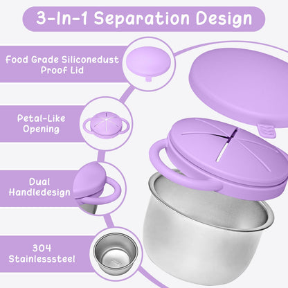 2 Pack Baby Stainless Steel Snack Containers for Kids