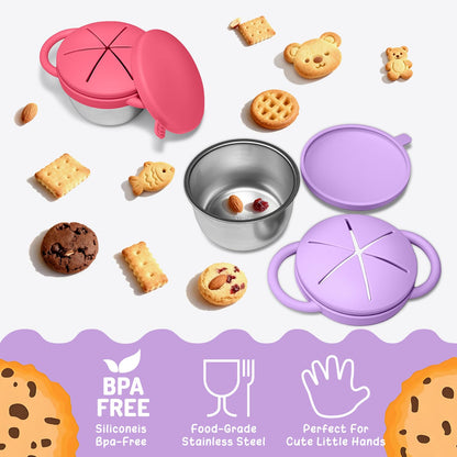 2 Pack Baby Stainless Steel Snack Containers for Kids