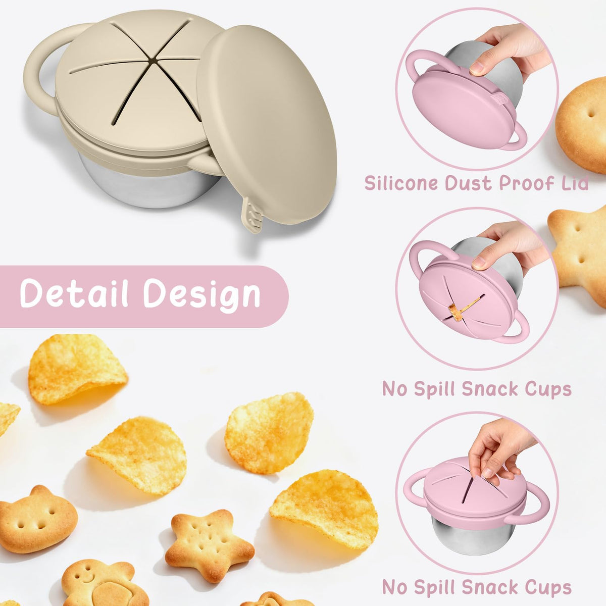 2 Pack Baby Stainless Steel Snack Containers for Kids