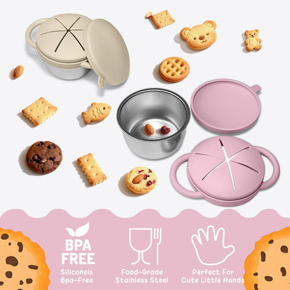 2 Pack Baby Stainless Steel Snack Containers for Kids