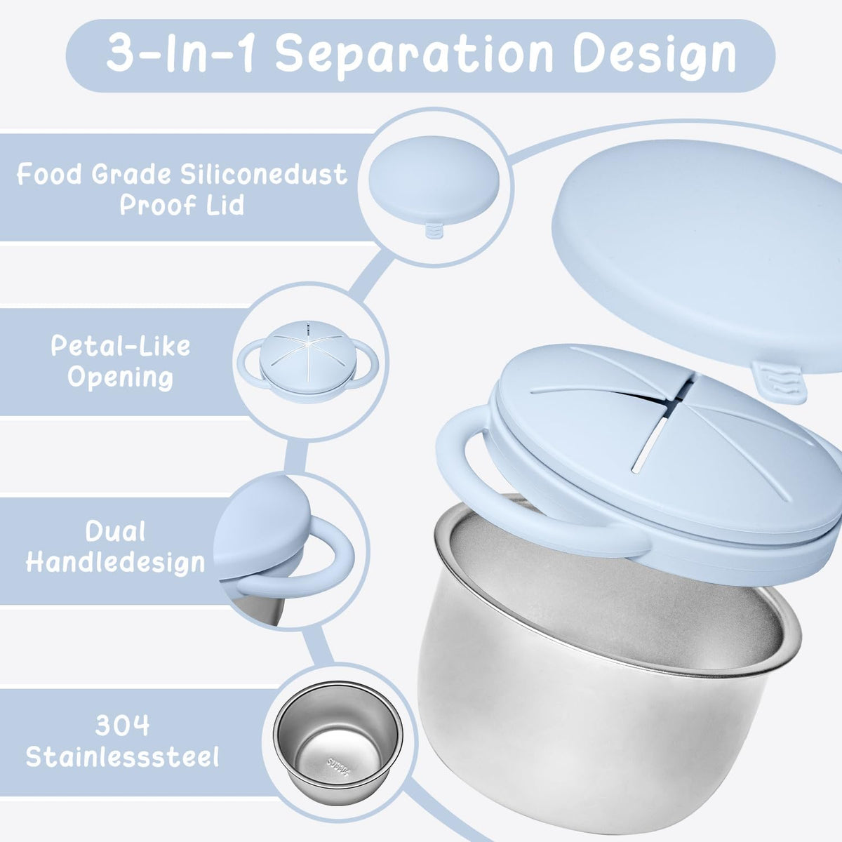 2 Pack Baby Stainless Steel Snack Containers for Kids