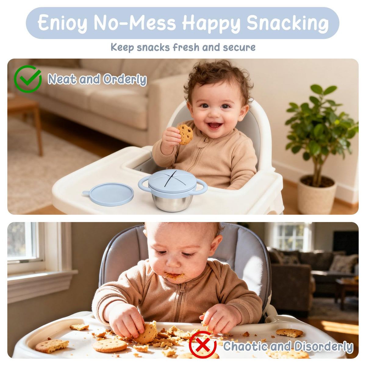 2 Pack Baby Stainless Steel Snack Containers for Kids