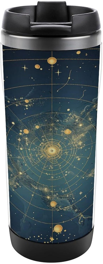 13oz Insulated Travel Coffee Mug Reusable Coffee Cup Water Bottle | Northern Stars Constellation Travel Mug with Leak Proof Lid Double Wall Stainless Steel Coffee Tumbler Personalized Gift