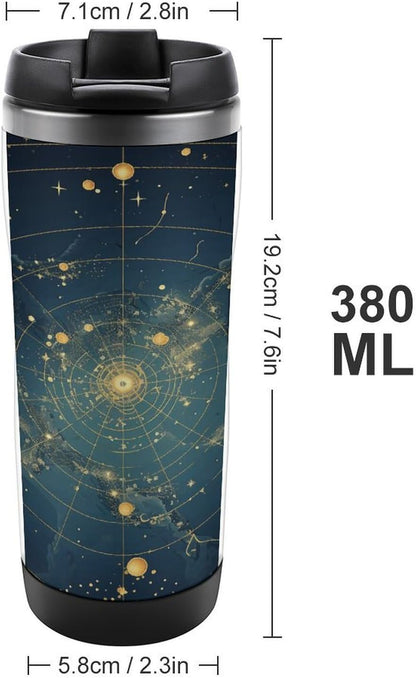13oz Insulated Travel Coffee Mug Reusable Coffee Cup Water Bottle | Northern Stars Constellation Travel Mug with Leak Proof Lid Double Wall Stainless Steel Coffee Tumbler Personalized Gift