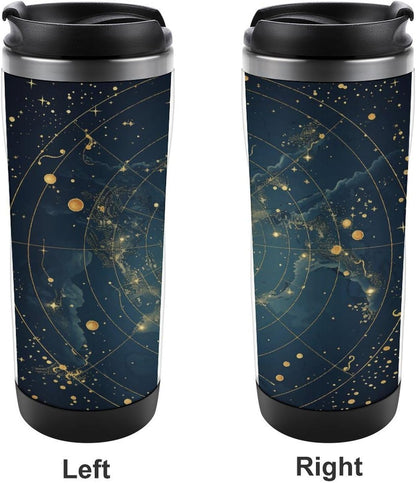 13oz Insulated Travel Coffee Mug Reusable Coffee Cup Water Bottle | Northern Stars Constellation Travel Mug with Leak Proof Lid Double Wall Stainless Steel Coffee Tumbler Personalized Gift
