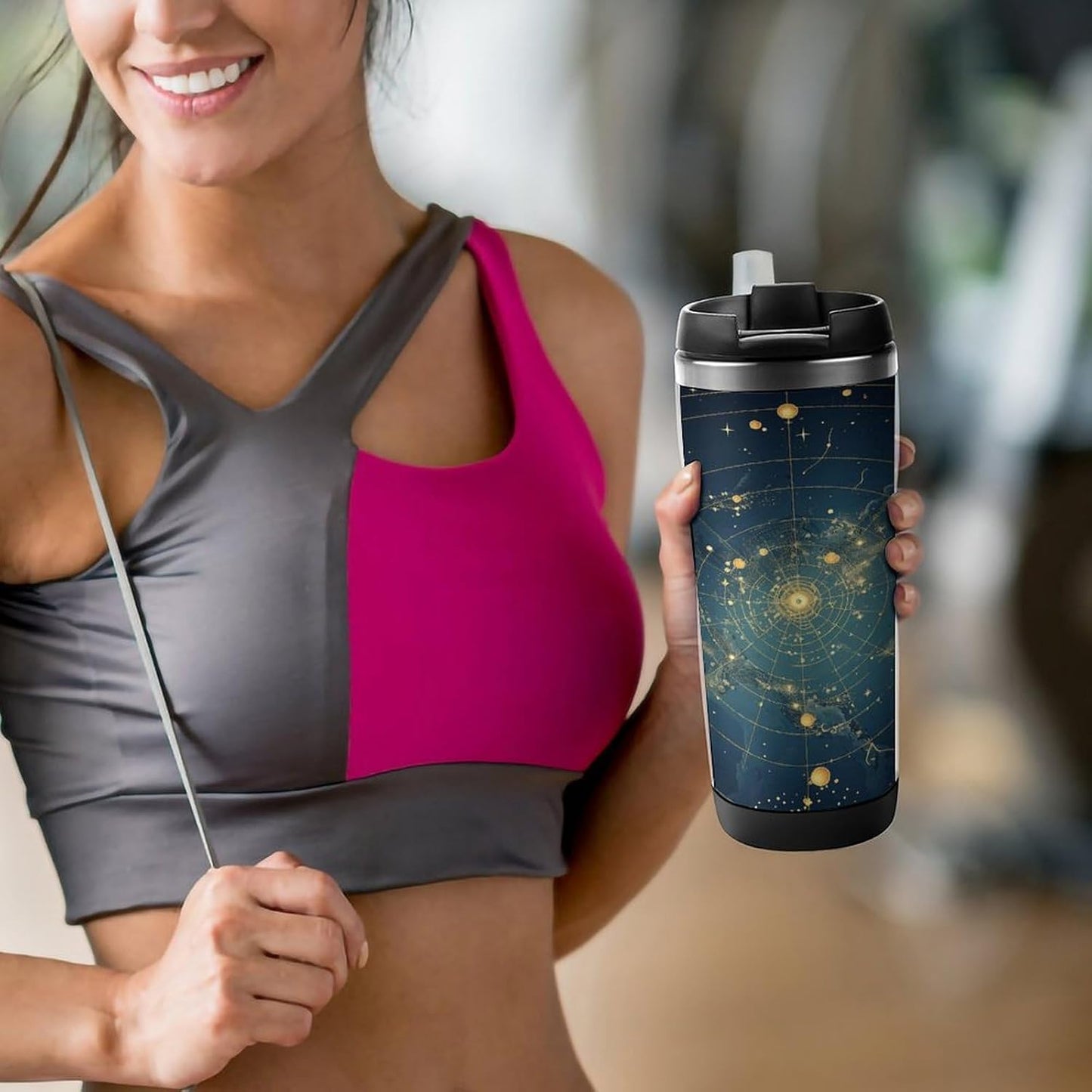 13oz Insulated Travel Coffee Mug Reusable Coffee Cup Water Bottle | Northern Stars Constellation Travel Mug with Leak Proof Lid Double Wall Stainless Steel Coffee Tumbler Personalized Gift