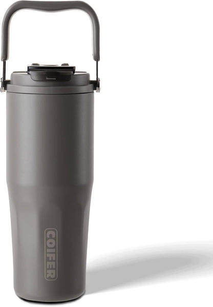 Ceramic-Lined Travel Tumbler, 26oz Insulated Stainless Steel Tumbler | with Handle, Straw & Sip Lid, Leakproof for Coffee, Tea & Daily Use