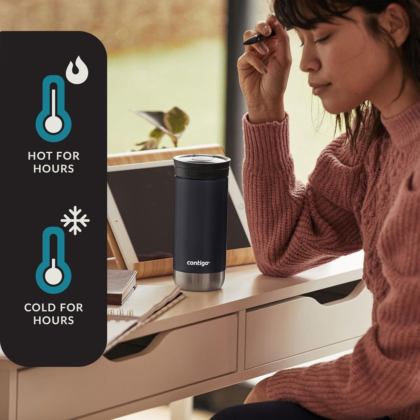 HuronTravel Mug Screw Cap Stainless Steel Drinking Cup