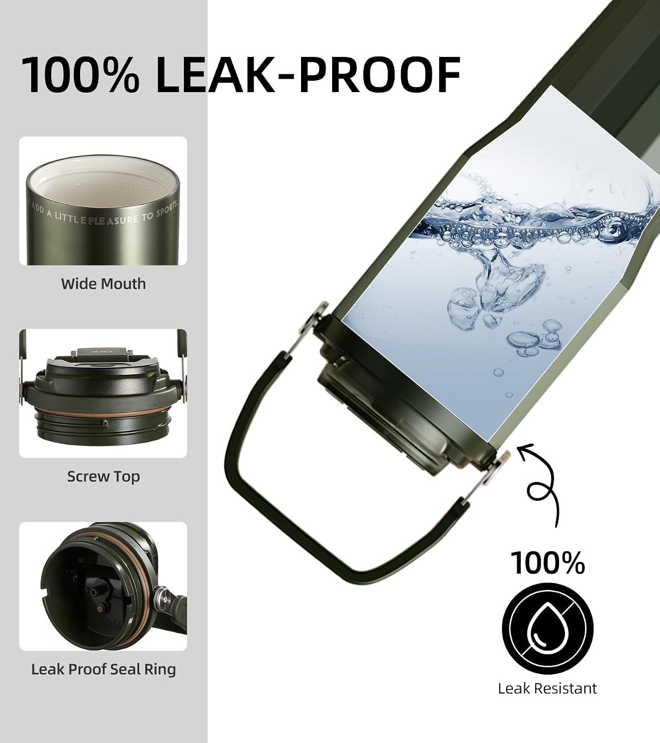 24 oz Ceramic Coated Tumbler with Straw Lid, 18/10 Stainless Steel Vacuum Tumblers, Leakproof Double Walled Car Cup with Handle & Tea Infuser& Dishwasher Safe, for Hot & Cold Drinks,Alpine Green