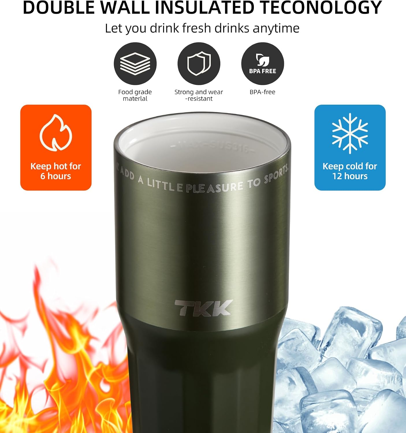 24 oz Ceramic Coated Tumbler with Straw Lid, 18/10 Stainless Steel Vacuum Tumblers, Leakproof Double Walled Car Cup with Handle & Tea Infuser& Dishwasher Safe, for Hot & Cold Drinks,Alpine Green