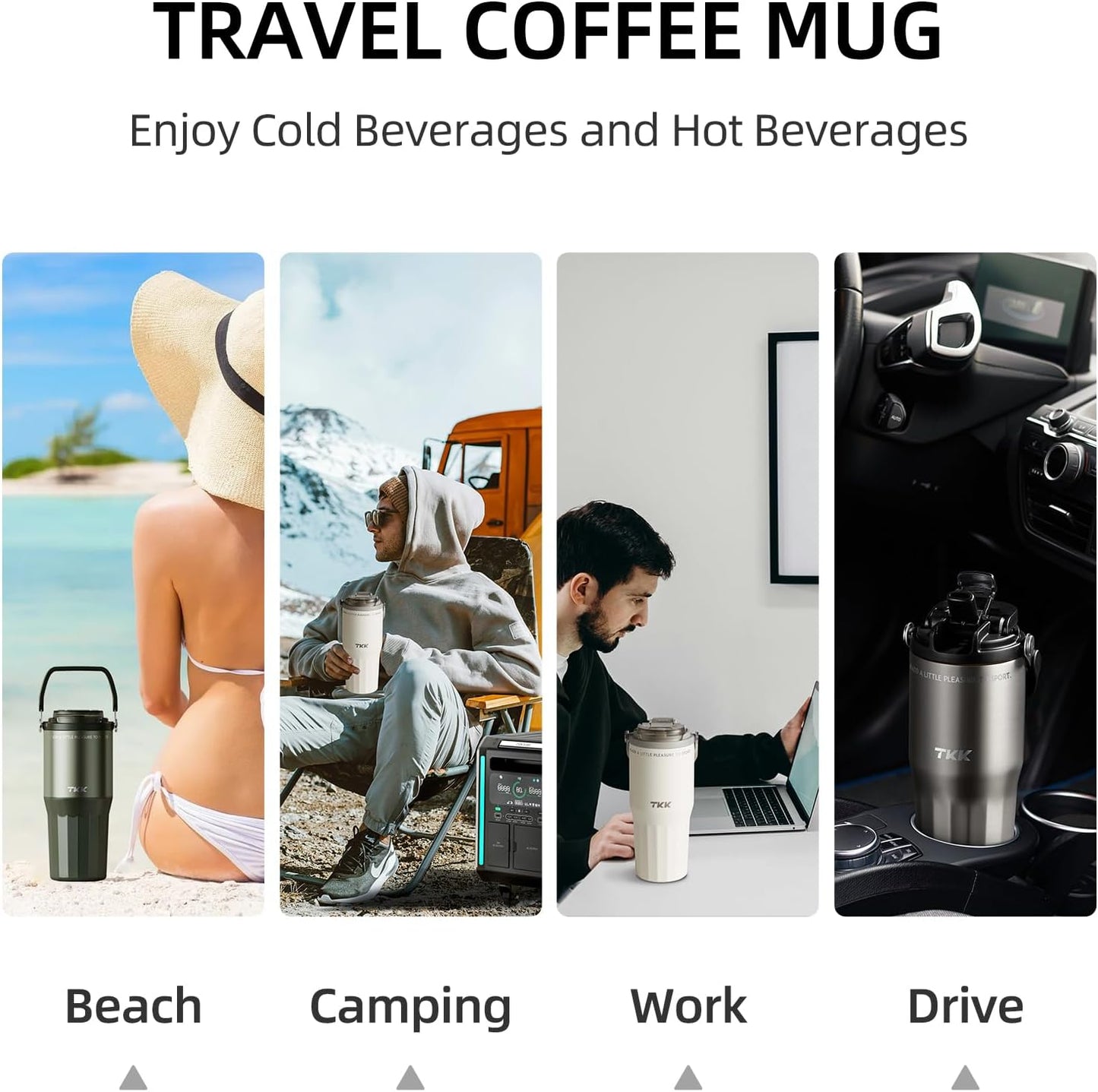 24 oz Ceramic Coated Tumbler with Straw Lid, 18/10 Stainless Steel Vacuum Tumblers, Leakproof Double Walled Car Cup with Handle & Tea Infuser& Dishwasher Safe, for Hot & Cold Drinks,Alpine Green