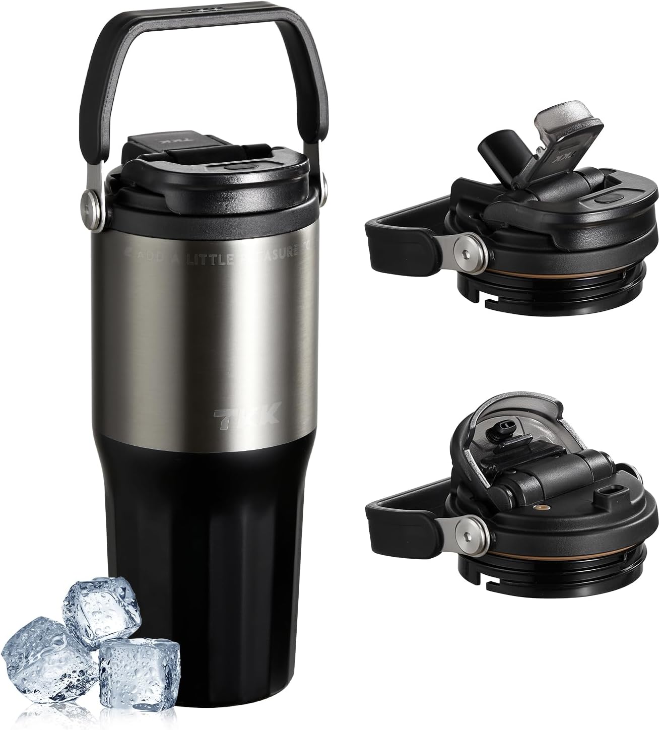 24 oz Ceramic Coated Tumbler with Straw Lid, 18/10 Stainless Steel Vacuum Tumblers, Leakproof Double Walled Car Cup with Handle & Tea Infuser& Dishwasher Safe, for Hot & Cold Drinks,Alpine Green