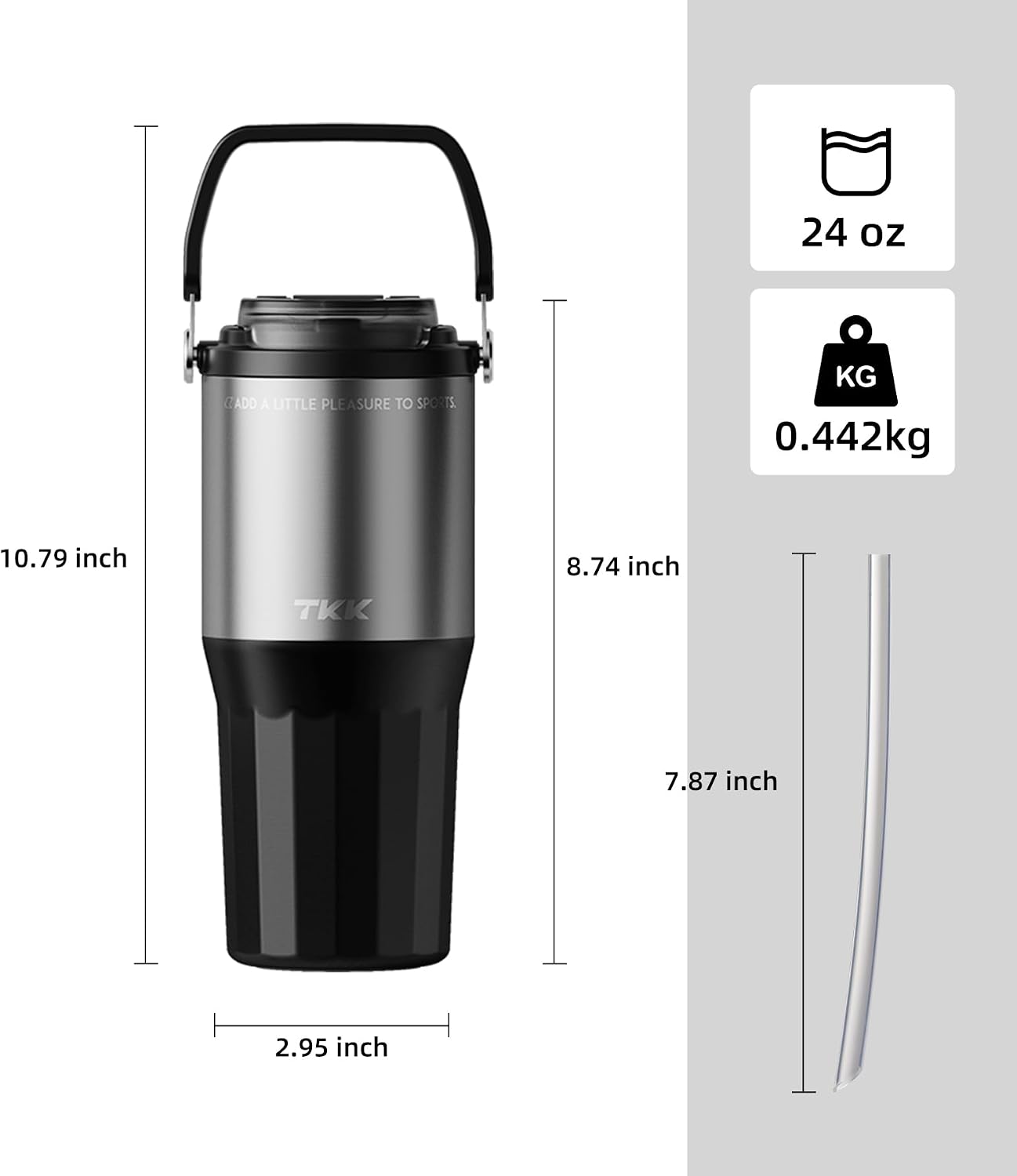 24 oz Ceramic Coated Tumbler with Straw Lid, 18/10 Stainless Steel Vacuum Tumblers, Leakproof Double Walled Car Cup with Handle & Tea Infuser& Dishwasher Safe, for Hot & Cold Drinks,Alpine Green