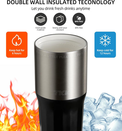 24 oz Ceramic Coated Tumbler with Straw Lid, 18/10 Stainless Steel Vacuum Tumblers, Leakproof Double Walled Car Cup with Handle & Tea Infuser& Dishwasher Safe, for Hot & Cold Drinks,Alpine Green