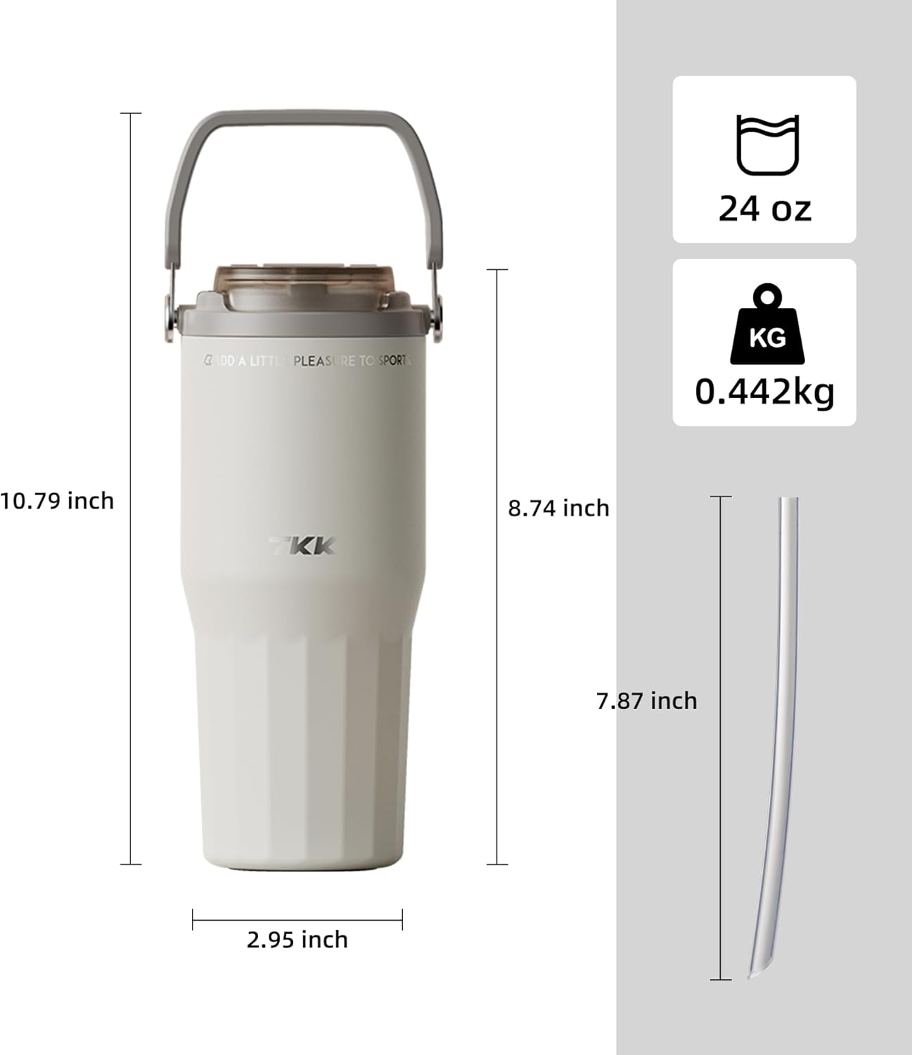 24 oz Ceramic Coated Tumbler with Straw Lid, 18/10 Stainless Steel Vacuum Tumblers, Leakproof Double Walled Car Cup with Handle & Tea Infuser& Dishwasher Safe, for Hot & Cold Drinks,Alpine Green