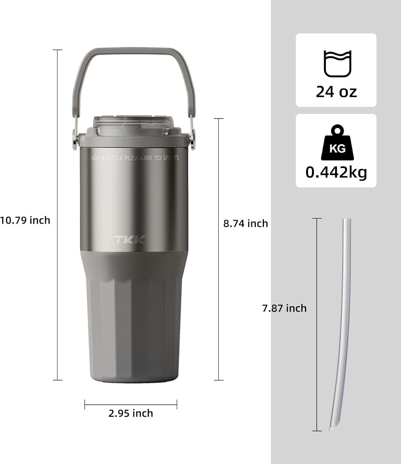 24 oz Ceramic Coated Tumbler with Straw Lid, 18/10 Stainless Steel Vacuum Tumblers, Leakproof Double Walled Car Cup with Handle & Tea Infuser& Dishwasher Safe, for Hot & Cold Drinks,Alpine Green