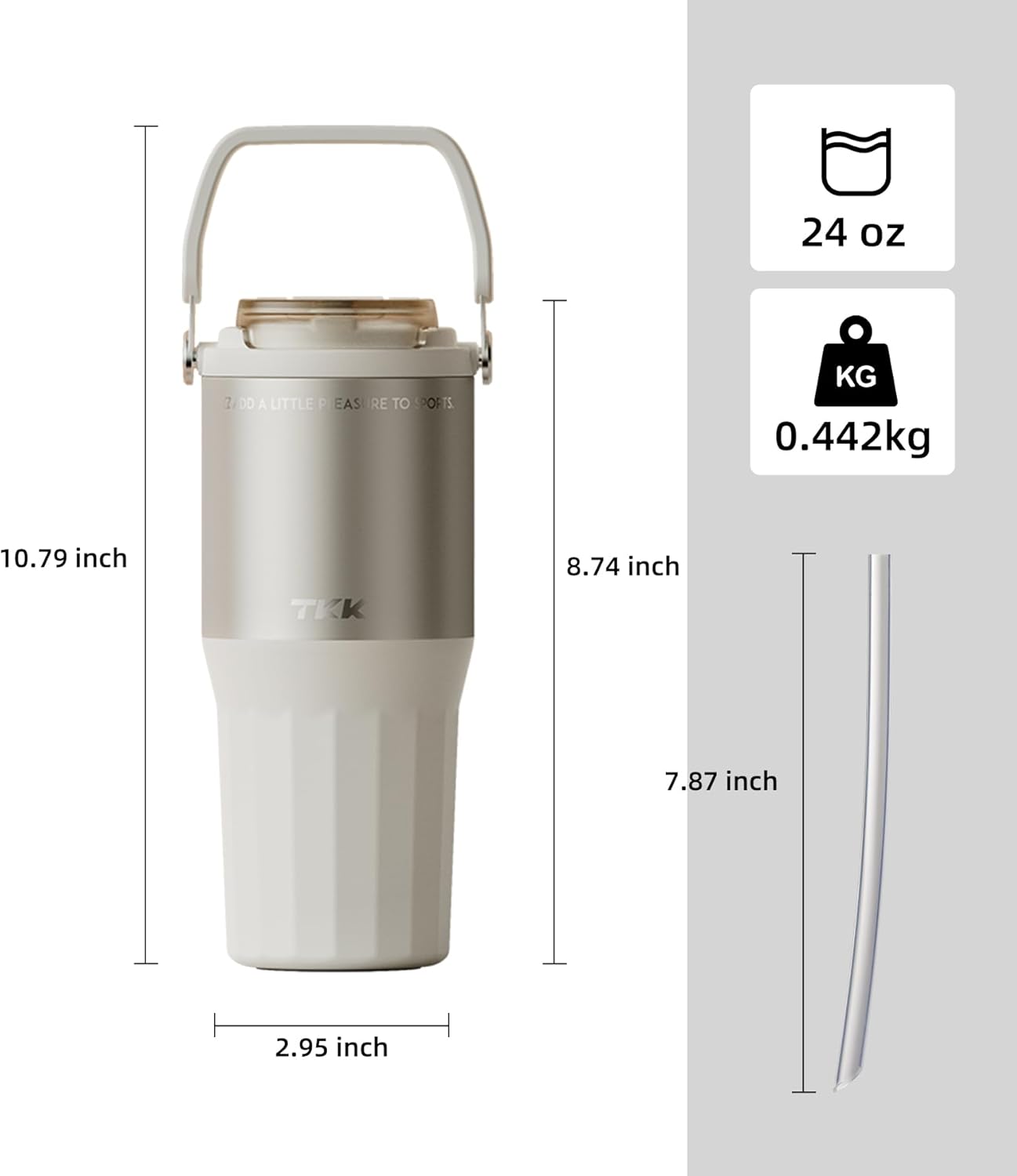 24 oz Ceramic Coated Tumbler with Straw Lid, 18/10 Stainless Steel Vacuum Tumblers, Leakproof Double Walled Car Cup with Handle & Tea Infuser& Dishwasher Safe, for Hot & Cold Drinks,Alpine Green