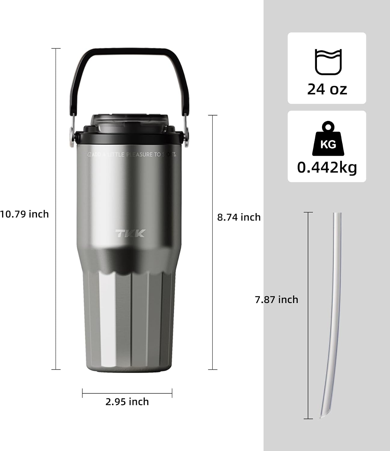 24 oz Ceramic Coated Tumbler with Straw Lid, 18/10 Stainless Steel Vacuum Tumblers, Leakproof Double Walled Car Cup with Handle & Tea Infuser& Dishwasher Safe, for Hot & Cold Drinks,Alpine Green