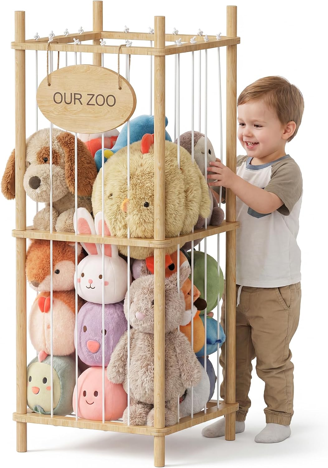 Brelley Stuffed Animal Storage Wood Toy Storage Organizer