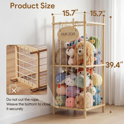 Brelley Stuffed Animal Storage Wood Toy Storage Organizer