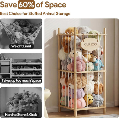 Brelley Stuffed Animal Storage Wood Toy Storage Organizer