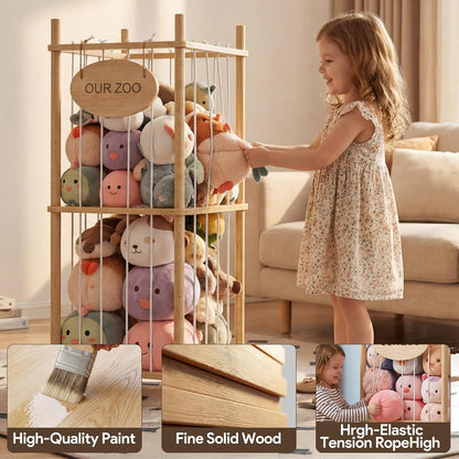 Brelley Stuffed Animal Storage Wood Toy Storage Organizer
