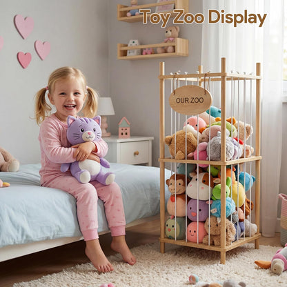 Brelley Stuffed Animal Storage Wood Toy Storage Organizer
