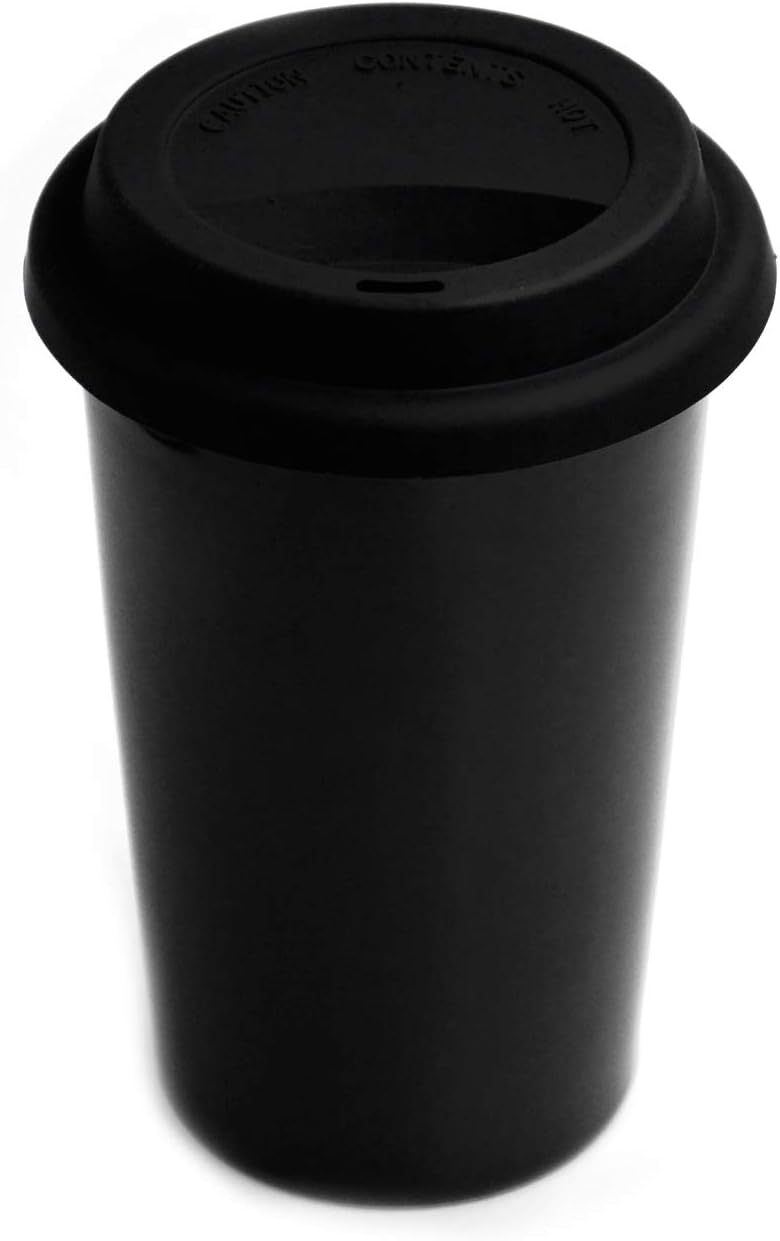 Double Wall Insulated Ceramic Cup, I Am Not a Paper Cup, 12oz, White | Reusable, Ceramic Travel Cup with Lid & Sleeve for Coffee On-The-Go, Microwave-Safe & Dishwash-Safe