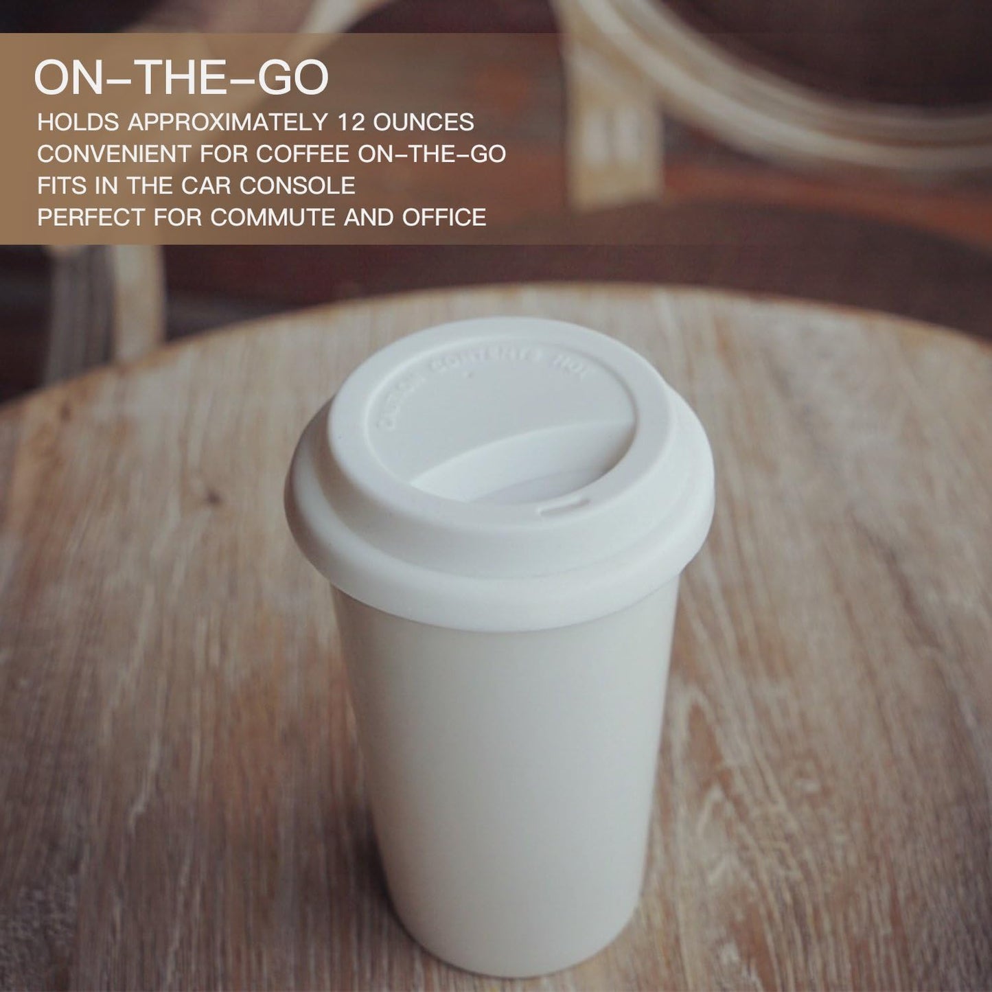 Double Wall Insulated Ceramic Cup, I Am Not a Paper Cup, 12oz, White | Reusable, Ceramic Travel Cup with Lid & Sleeve for Coffee On-The-Go, Microwave-Safe & Dishwash-Safe